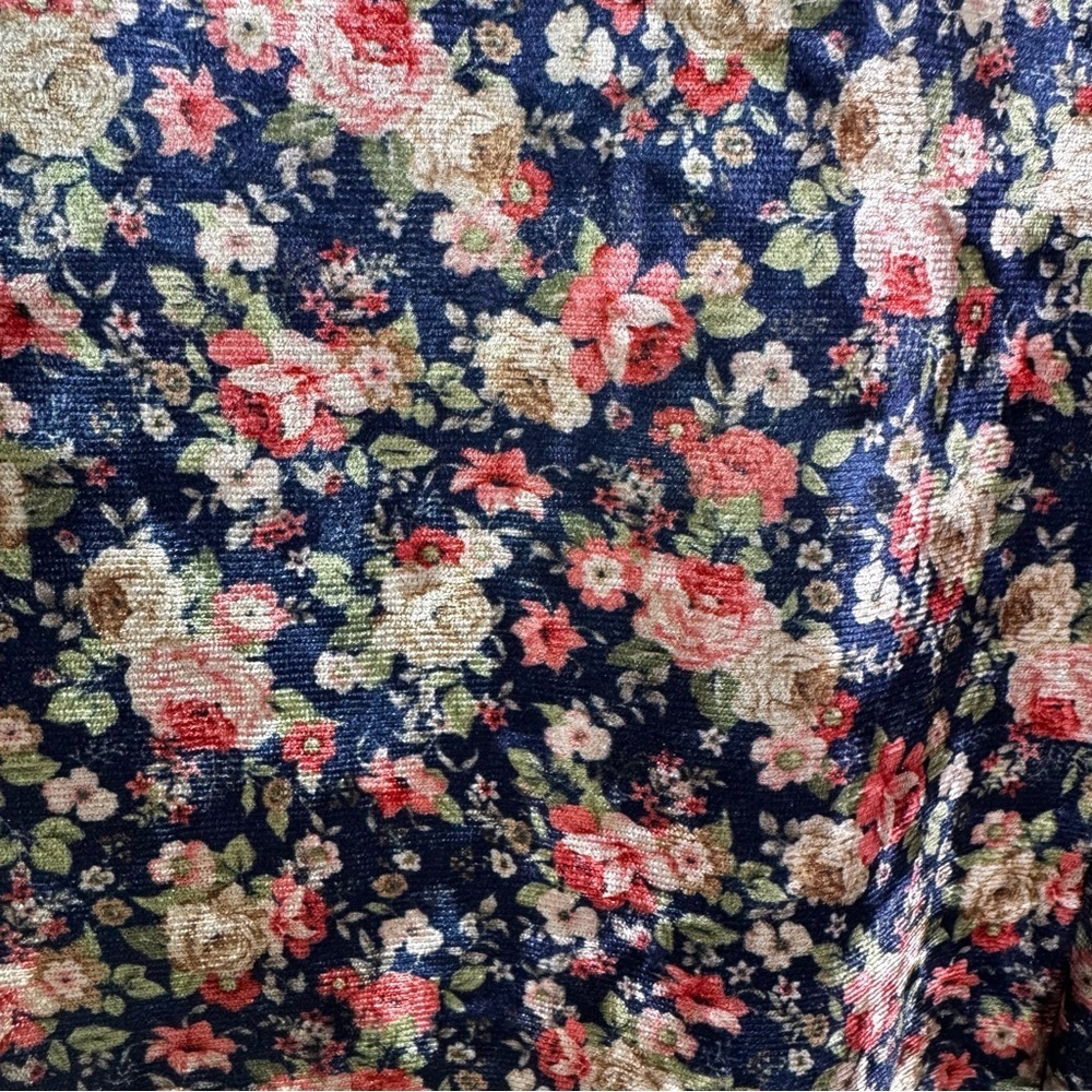 NWT Mable Leighton Floral Velvet Puff Sleeve Midi Dress Navy Size L - Picture 4 of 11